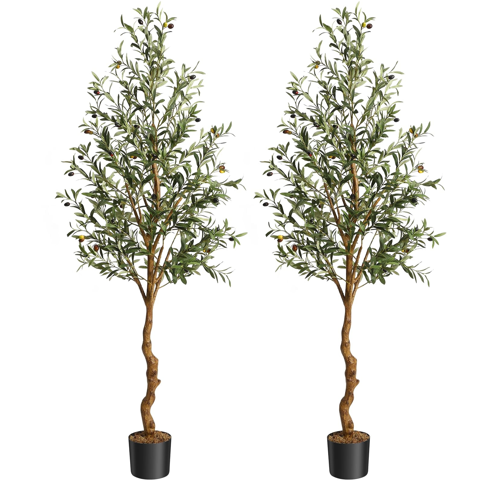 Ataucjin Artificial Olive Tree Tall Faux Silk Plant Faux Olive Tree Indoor Fake Potted Tree With Natural Wood Trunk And Lifelike Fruits For Home Office Decor Housewarming Gift