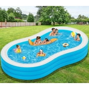 Large Inflatable Pool – 145" x 74" x 22" Family Blow up Pool for Adults, 2025 Upgraded Extra Oversized Thickened Swimming Pool Perfect for Backyard Summer Fun, Fast Set-Up