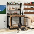 thumbnail image 2 of Gymax Meuble Cage pour Chien avec Étagères de Rangement Chenil Industriel pour Chien avec Dessus Rabattable Brun Rustique, 2 of 10