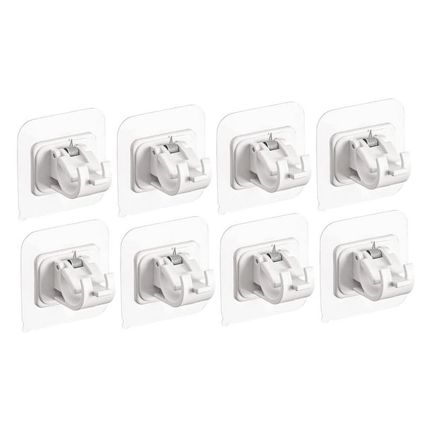 Ganchos para barra de cortina, soporte inoxidable, colgadores transparentes, soporte de pared, barra de cortina blanco