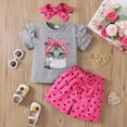 thumbnail image 2 of KPOPLK Toddler Baby Girls Summer Clothes Embroidered Heart Shirt and Short Set 2-Piece Outfits for Girls For 18-24 Months 2t 3t 4t 5t 6t Children's Day Gift 2PCS Set Size 3-4 Years,Grey, 2 of 7