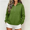 thumbnail image 2 of CHGBMOK Half Zip Hoodies for Women Long Sleeve Drop Shoulder Sweatshirt Loose Casual Pullover with Pocket, 2 of 6
