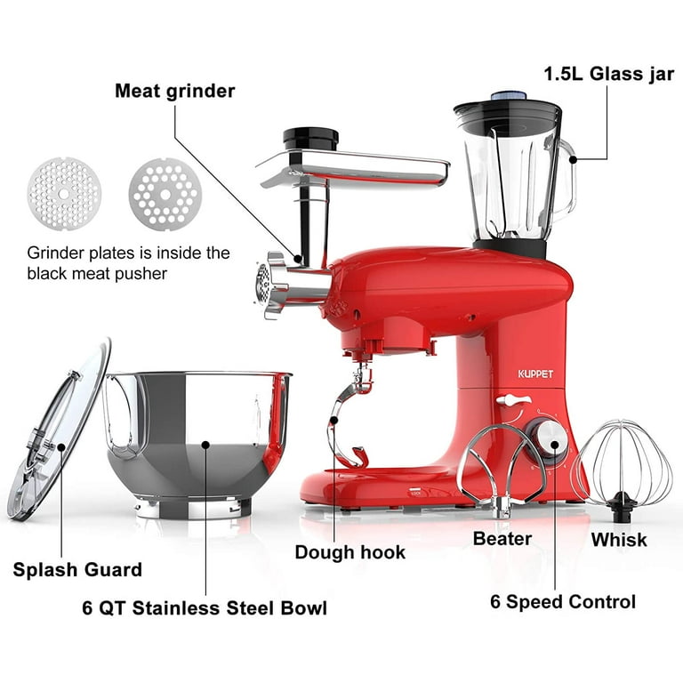 3In1 Food Stand Mixer Stainless Steel Bowl Meat Grinder Blender