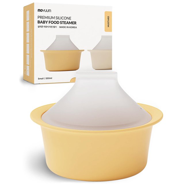 Vaporizador para alimentos de bebé MOYUUM de silicona, 550 ml, mostaza