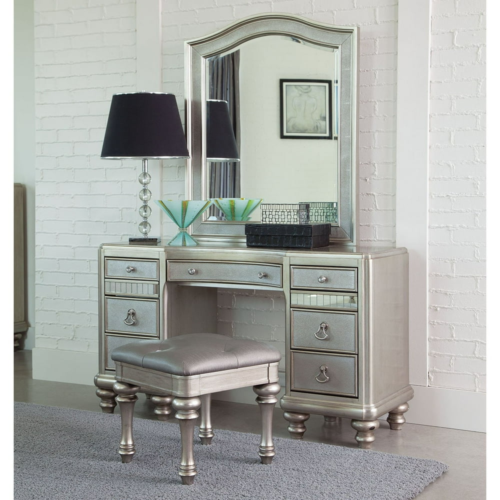 Coaster Company Bling Game Vanity Desk, Metallic Platinum