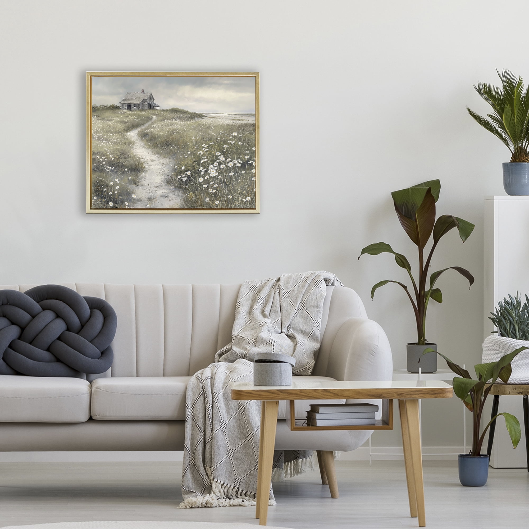 Stupell Industries Pathway To Coastal Cottage Gold Framed Floater Canvas Wall Art, design by Imagine It Images