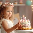 thumbnail image 4 of Birthday Number Candles,Pink Bow Glitter Number Candles Cake Topper Decorations for Kids Girls Adults Birthday Wedding Anniversary Party Supplies (Number 0), 4 of 6