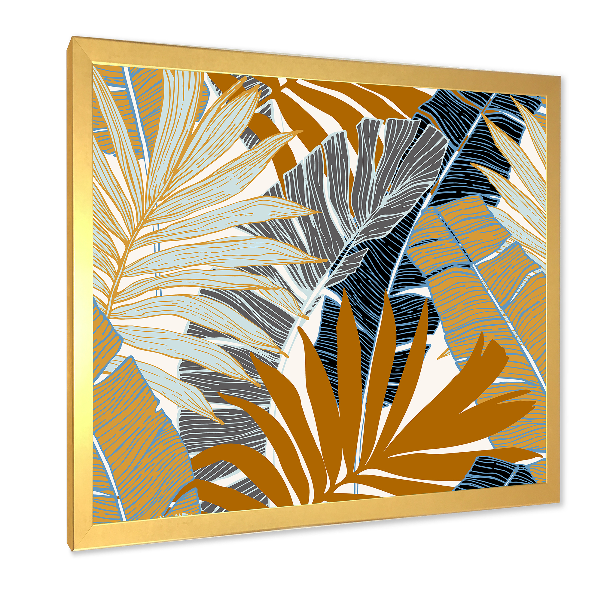 Designart 'Abstract Tropical Summer Banana Leaves and Palm Tree' Modern Framed Art Print