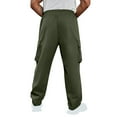 thumbnail image 4 of Men's Casual Cargo Pants Drawstring Stretch Waist Straight Trousers Solid Color Pockets Sports Pants, 4 of 7
