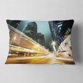 thumbnail image 2 of Designart Traffic in Hong Kong at Night - Cityscape Throw Pillow - 12x20, 2 of 5
