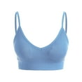 thumbnail image 4 of Prolriy Sport Bras for Women, Women's Solid Color Back Sports Bra Absorbing Gathering Sports Bra Womens Bras Blue1 L, 4 of 4