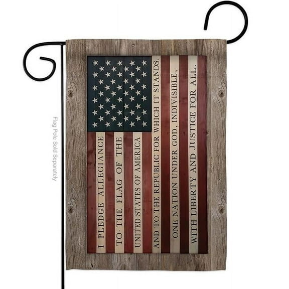 Breeze Decor G161091-BO Pledge of Allegiance Garden Flag Patriotic Star & Stripes 13 x 18.5 in. Double-Sided Decorative Vertical Flags for House Decoration Banner Yard Gift