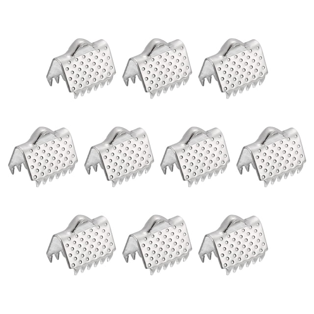 30uds Cinta Extremo Engarce Abrazaderas Unique Bargains 10,5mm Puntiaguda Textura Inoxidable Acero Pellizco Cordón Extremo Cierres para Bricolaje Pulseras Fabricación Plateado Tono Extremos de cordón para hacer joyas