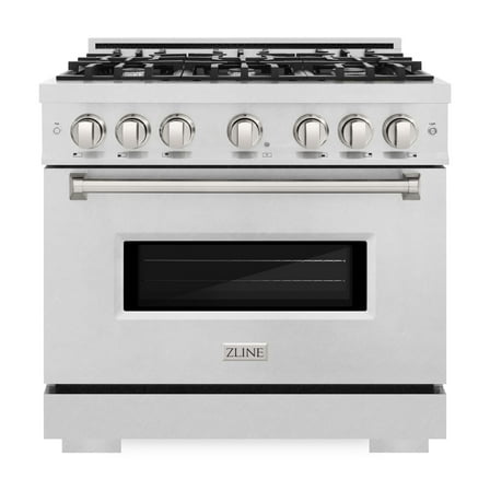 ZLINE 36 in. 5.2 cu. ft. Classic Dual Fuel Range with 6 Burner Gas Cooktop and Electric Convection Oven in DuraSnow Stainless Steel (CDRS-36)