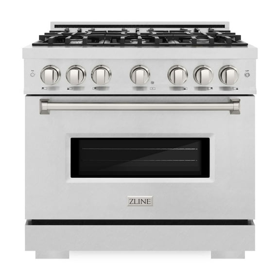 ZLINE 36 in. 5.2 cu. ft. Classic Dual Fuel Range with 6 Burner Gas Cooktop and Electric Convection Oven in DuraSnow Stainless Steel (CDRS-36)