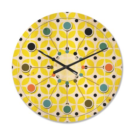 Designart 'Geometrical Retro Design XII' Mid-Century Modern Wood Wall Clock