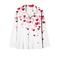 thumbnail image 4 of LYEAA Womens Valentines Pajama Set Heart Print Lapel Long Sleeve Button Down Shirt and Pant Sleepwear Holiday Loungewear, 4 of 6