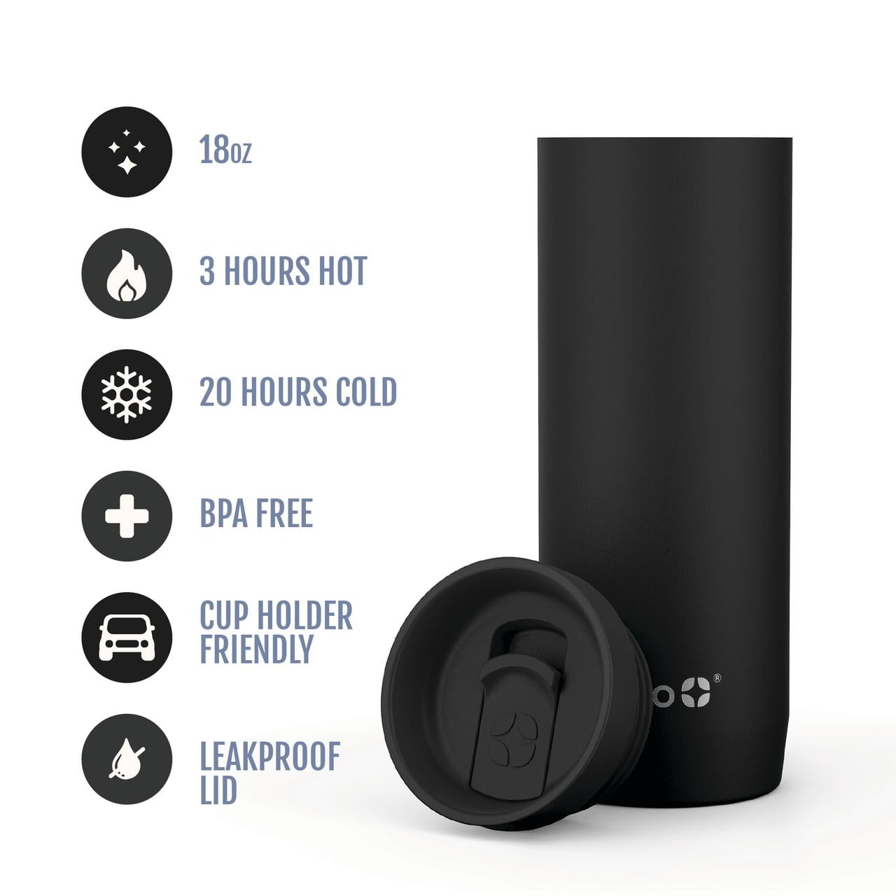 Ello Ultra Clean 18oz Stainless Steel Coffee Mug, Black
