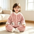 thumbnail image 5 of Maqroz Cute Girls Boys Fuzzy Fleece Snowsuit Winter Warm Romper Long Sleeve Hooded Onesie Outerwear Daily Wear Toddler Clothes with Animal Pockets, 5 of 8