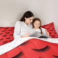 thumbnail image 5 of Castle Fairy Elegant Glitter Eyelash Bedding Comforter Set 2pcs for Teens Girls,Bling Makeup Twin Comforter Sets Microfiber,Black Red Breathable Bedding Set,Breathable Home Decor,Reversible, 5 of 8