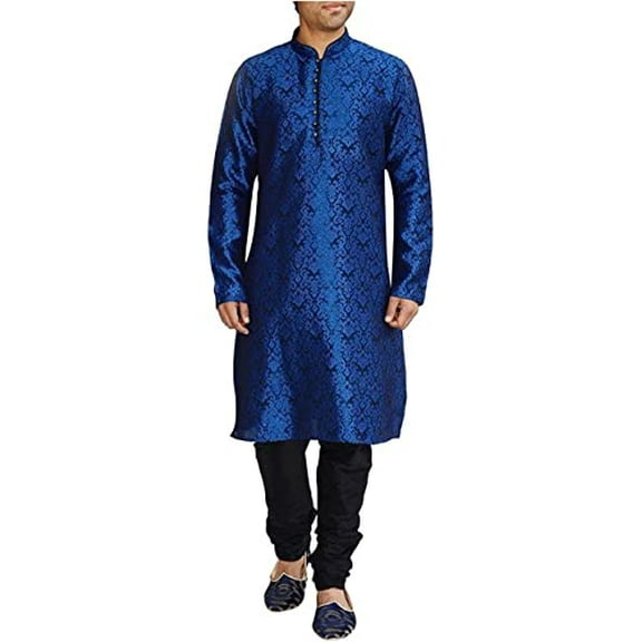 Royal Kurta Men's Jacquard Silk Floral Kurta Pyjama