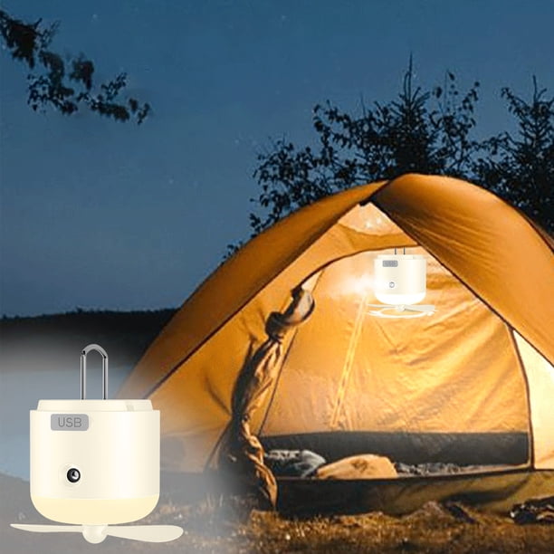 Xihbxyly Luz de Camping Multifuncional, Ventilador Recargable Por Usb y Repelente de Mosquitos, Brillo Ajustable, Iluminación Portátil para Exteriores, Camping Familiar, Tamaño Compacto.