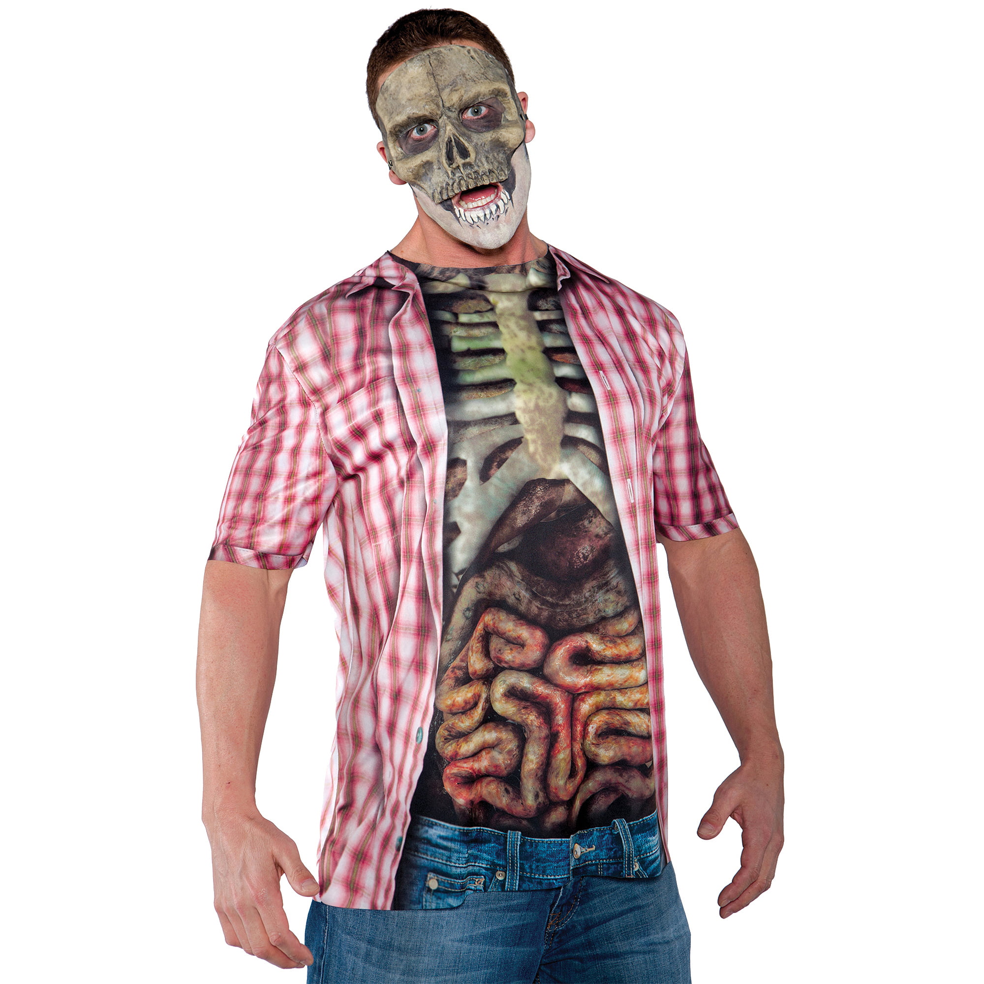 The Red Photo-Real Skeleton Shirt Costume is the perfect on-the-go costume ...