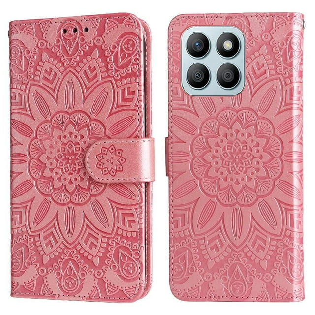 Funda tipo cartera GANGXUN para Honor X8B , diseño girasol, cuero PU, soporte, cierre magnético, tarjetero