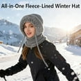 thumbnail image 3 of Vggrvlo Under 10 3 in 1 Beanie Hat for Women Thick Plush-Lined Warm Face Cover Hat Cap Scarf Best Valentines Day Decorations Pink, 3 of 9