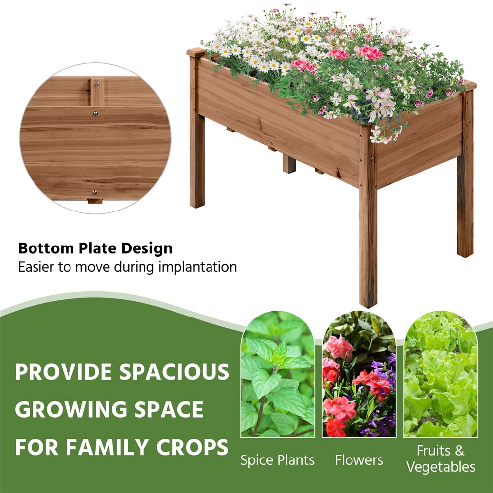 Yaheetech Rectangle Fir Wood Raised Garden Bed Planters,Dark Brown