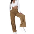 thumbnail image 5 of Pantalones casuales de cintura alta de otoño para mujer, pantalones rectos sueltos de pana de color sólido europeo y americano para mujer, 5 of 5