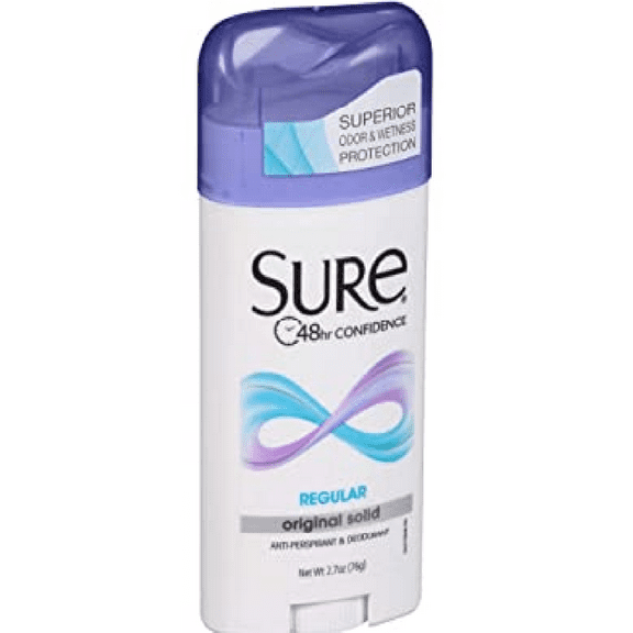 Sure Anti-Perspirant & Deodorant Original Solid, Regular, 2.7 oz, 7 Pack