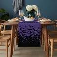 thumbnail image 2 of Happy Halloween Table Runner - 70 Inch Long, Kitchen Dining Table Runner Dresser Scarves, Vintage Purple Pumpkin Bat Farmhouse Decor for Coffee Tables Wedding Party Banquet, 2 of 8
