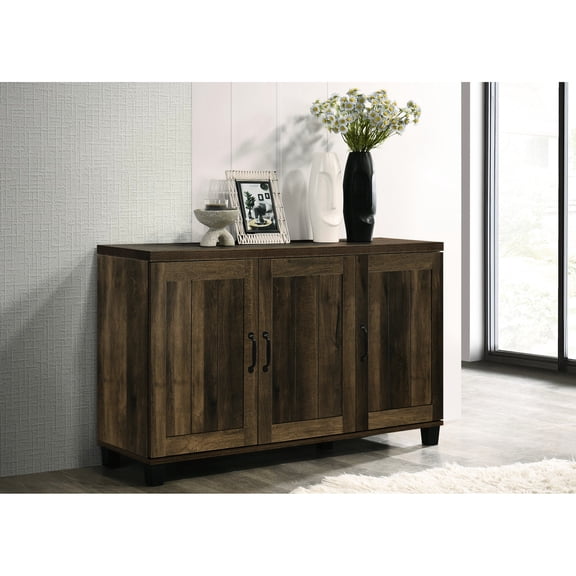 45" Wide Dark Oak Cabinet - 3-Door Shoe Storage - Basement - Hide Shoes Away