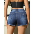 thumbnail image 3 of jinghuiyue Women’s Casual High Waisted Denim Shorts Stretchy Frayed Raw Hem Ripped Jeans Shorts S, 3 of 7