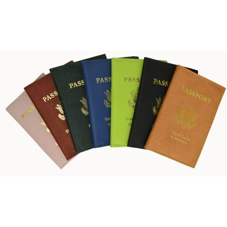 - menswallet Genuine Leather USA Gold Logo Passport Cover Holder for Travel 151 CF USA (C) Tan