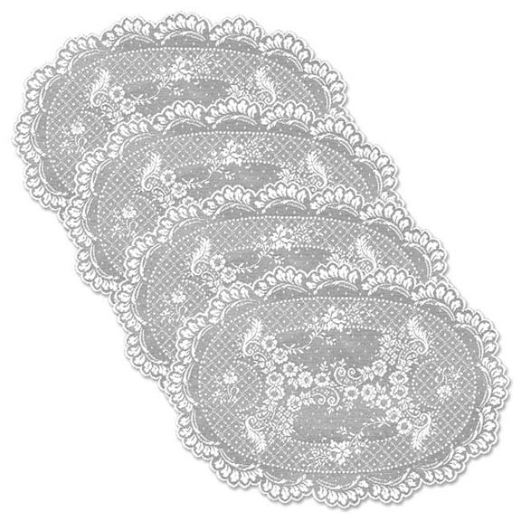 Heritage Lace FO-1420W-S 14 x 20 in. Floret Placemat - White - Set of 4