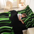 thumbnail image 5 of Homewish Green Wavy Stripes 7-Piece Twin Bedding,Classic Abstract Geometric Bedding Comforter Set,Black Reversible, 5 of 8