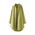 thumbnail image 2 of GaThRRgYP Long Sleeve Shirts for Women,Ladies Fashion Color Stripe Long Sleeve Cotton Casual Loose Shirt Coat Green XXL, 2 of 5