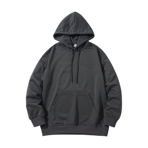 bbymog Gym Clothes for Men Long Sleeve Pullover Top Fashion Oversized Hooded Sweatshirt Casual Breathsble Hoodies with Pocket Dark Gray A L