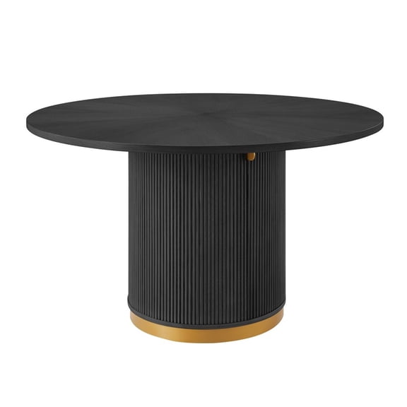 Best Master Furniture Tappelle Mid-Century Round Storage Dining Table (Black)