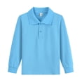 thumbnail image 2 of Polo Shirts Kids School Uniform Relaxed Fit Back To School Long Sleeve Collared Tee Shirts Solid Color Pullover for Boys & Girls Blue 3-4 Years, 2 of 4