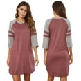 thumbnail image 2 of Women Night Shirts Womens Nightgowns Raglan Striped Short Sleeve Sleepwear Comfy Sleeping Dress S-XXL, 2 of 9