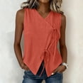 thumbnail image 3 of TGSLY Women's Casual Cotton Linen Tank Tops Trendy V Neck Wrap Solid Color Vest Lightweight Soft Tie Front Sleeveless Shirts L, 3 of 8