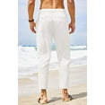 thumbnail image 4 of COOFANDY Men's Cotton Linen Pants Elastic Waist Lightweight Casual Pants Relaxed Fit Yoga Beach Pants with Pockets, 4 of 6