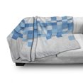 thumbnail image 3 of Abstract Soft Flannel Fleece Blanket, 3D Graphic Illustration Squares Pattern Modern Mosaic Geometric Design, Cozy Plush for Indoor and Outdoor Use, 50" x 60", Pale Blue Blue White, by Ambesonne, 3 of 6