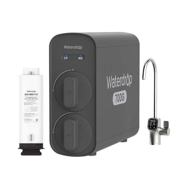 Waterdrop G5P700 Reverse Osmosis System, 700GPD Fast Flow RO Water Filter, 7 Stage Filtration, NSF/ANSI 372 Certified, 2:1 Pure to Drain, Smart LED Faucet, BPA Free,with Extra Filter