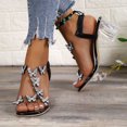 thumbnail image 2 of Nrmvnmi Women's Pumps Open Toe Summer Floral Plus Size Elastic Crystal Heel Sandals Black Mothers Day Gifts, 2 of 9