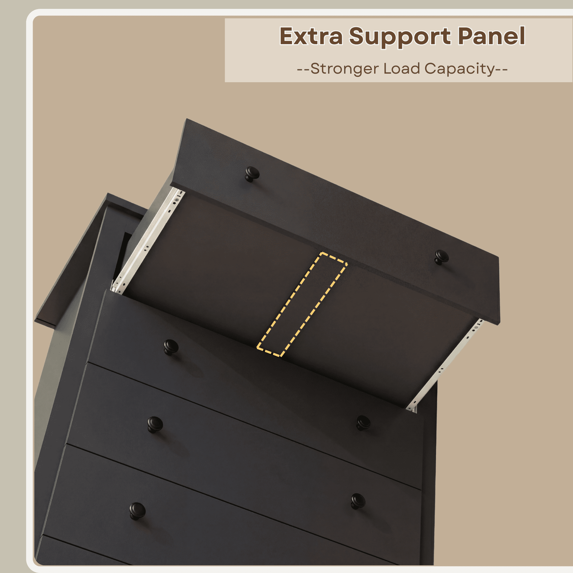 TrumanPick Black Dresser for Bedroom Chest of Drawers 5 Drawer Dresser 47" Tall Wood Dresser for Living Room