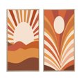 thumbnail image 2 of Designart "Midcentury Terracotta Sun Retro Landscape II" Modern Midcentury Framed Wall Art Set Of 2 - Mid-Century Brown Gallery Wall Frame Set For Home Decor, 2 of 6